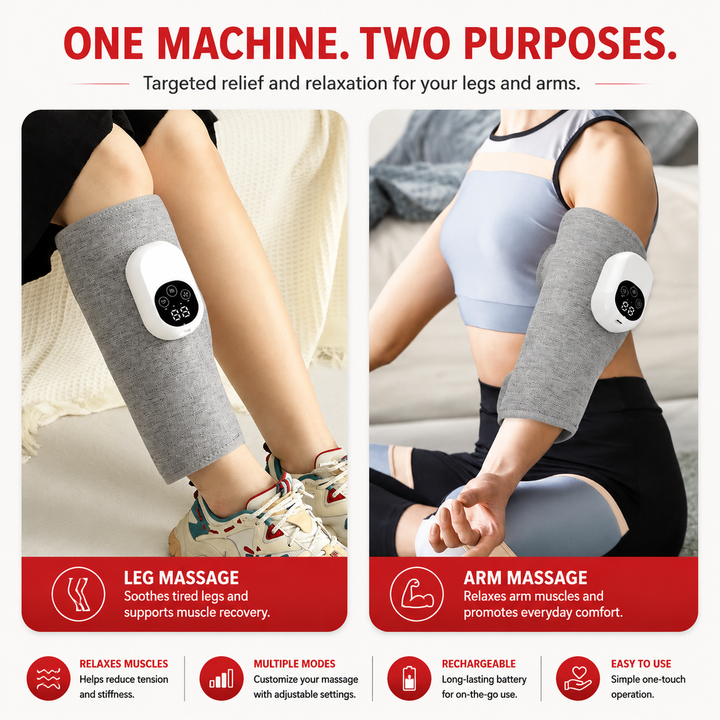 Premium Electric Leg Massager Wireless Rechargeable Air Compression Calf Massage Wrap Muscle Relaxation Adjustable Intensity Portable Leg Care Device