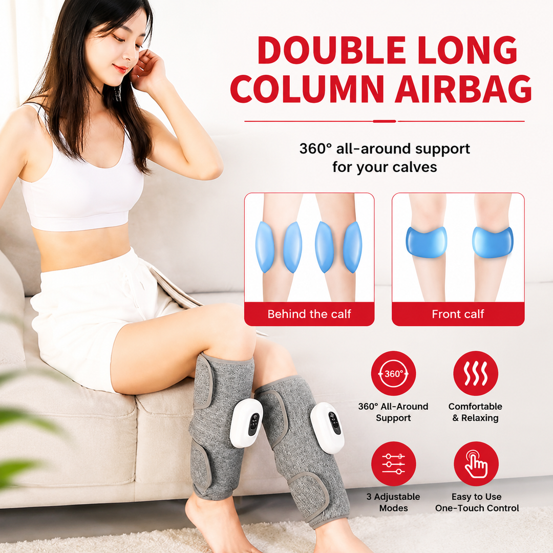 Premium Electric Leg Massager Wireless Rechargeable Air Compression Calf Massage Wrap Muscle Relaxation Adjustable Intensity Portable Leg Care Device