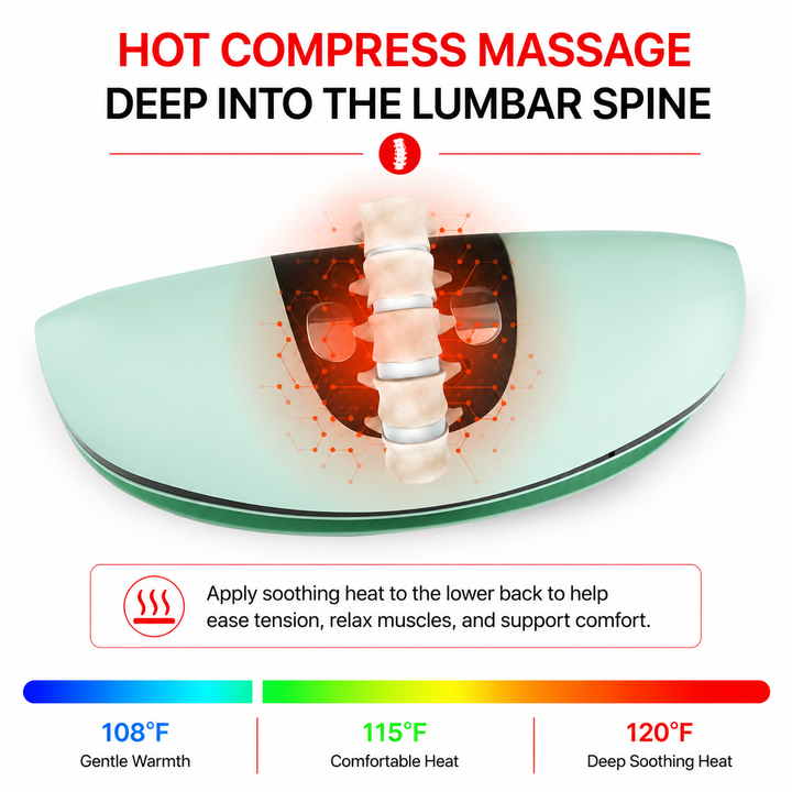 Premium Electric Lumbar Traction Device Lower Back Support Massager Vibration Thermal Therapy Adjustable Heat Modes Portable Remote Control