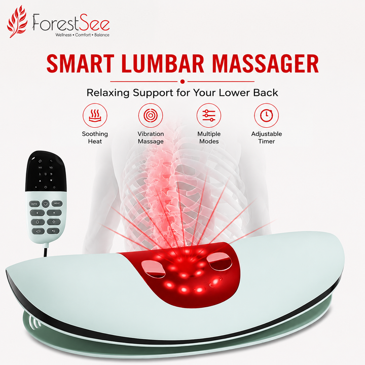 Premium Electric Lumbar Traction Device Lower Back Support Massager Vibration Thermal Therapy Adjustable Heat Modes Portable Remote Control