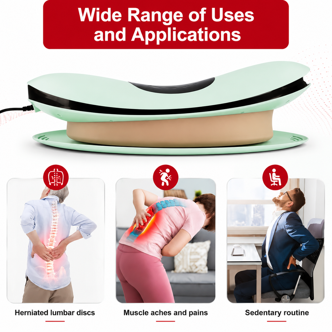 Premium Electric Lumbar Traction Device Lower Back Support Massager Vibration Thermal Therapy Adjustable Heat Modes Portable Remote Control