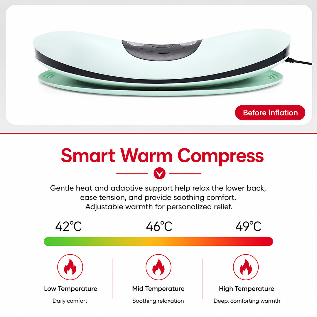Premium Electric Lumbar Traction Device Lower Back Support Massager Vibration Thermal Therapy Adjustable Heat Modes Portable Remote Control