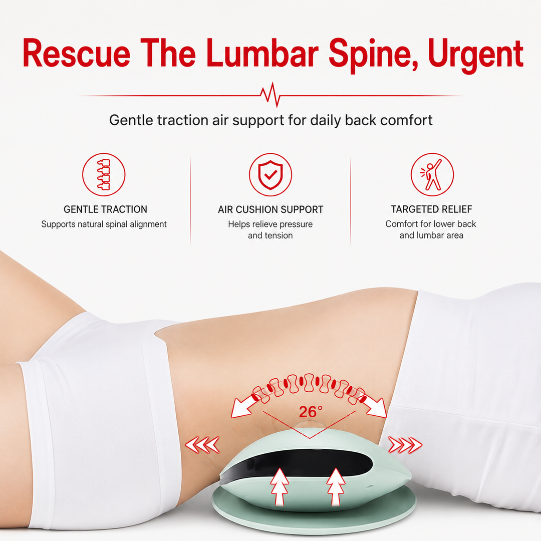 Premium Electric Lumbar Traction Device Lower Back Support Massager Vibration Thermal Therapy Adjustable Heat Modes Portable Remote Control