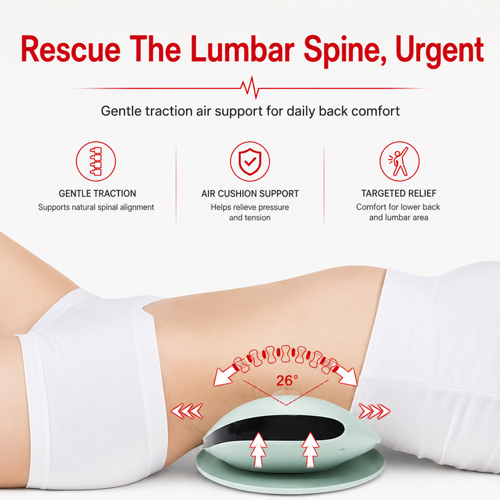 Premium Electric Lumbar Traction Device Lower Back Support Massager Vibration Thermal Therapy Adjustable Heat Modes Portable Remote Control