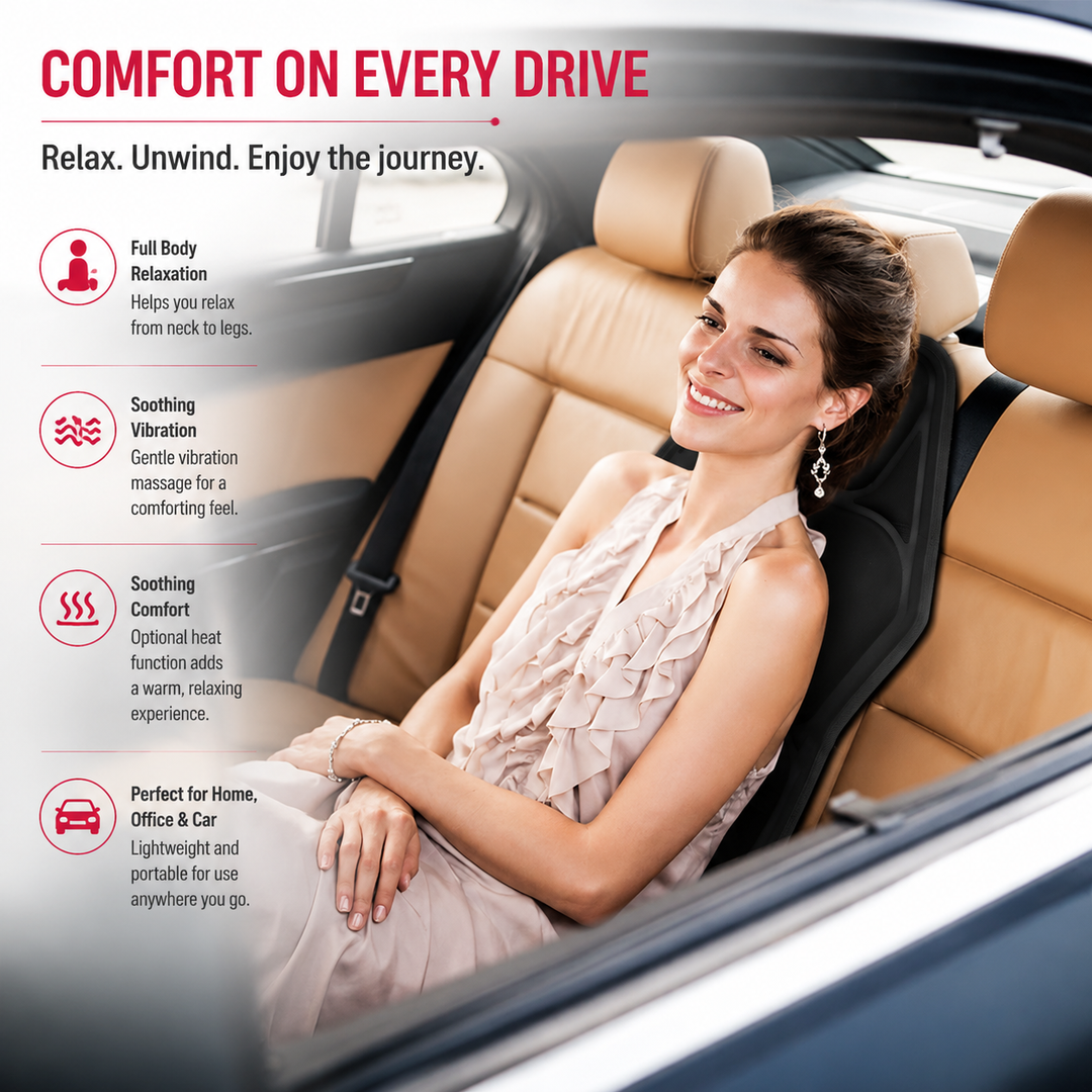 Premium Electric Massage Chair Cushion Heating Vibration Seat Massager 5-9 Zone Adjustable Intensity Back Pain Relief Portable Home Car Office Use