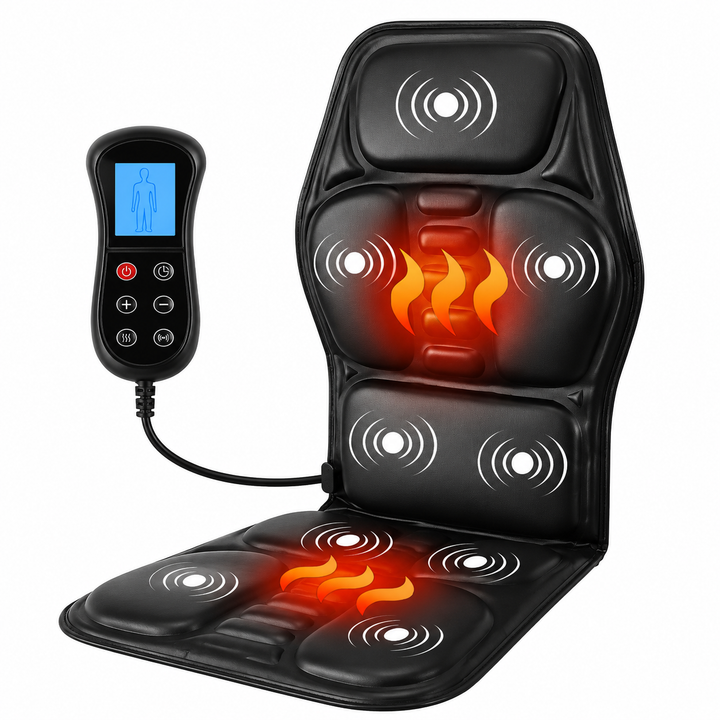 Premium Electric Massage Chair Cushion Heating Vibration Seat Massager 5-9 Zone Adjustable Intensity Back Pain Relief Portable Home Car Office Use