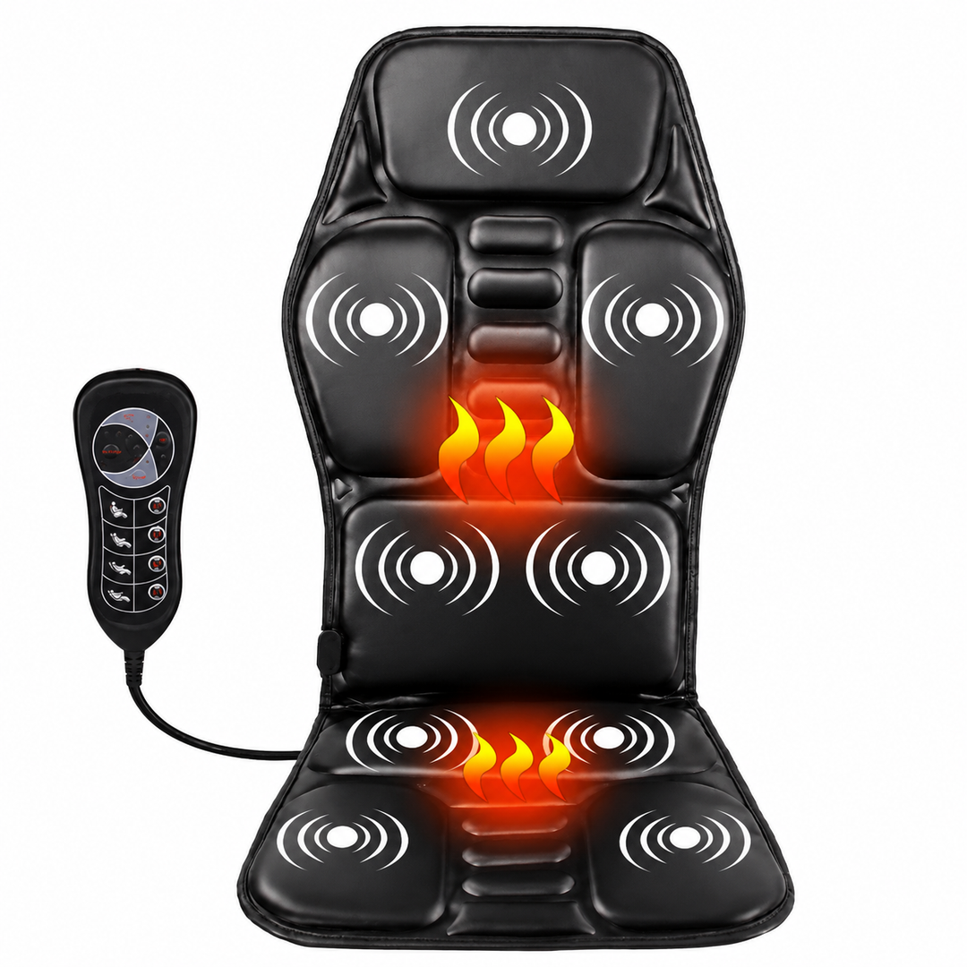 Premium Electric Massage Chair Cushion Heating Vibration Seat Massager 5-9 Zone Adjustable Intensity Back Pain Relief Portable Home Car Office Use