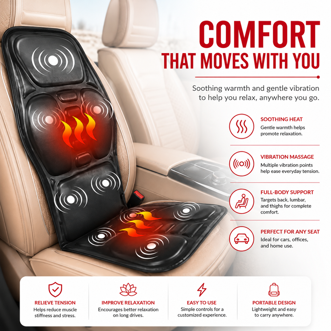 Premium Electric Massage Chair Cushion Heating Vibration Seat Massager Multi Zone Adjustable Intensity Car Home Office Back Relaxation Pad Remote Control