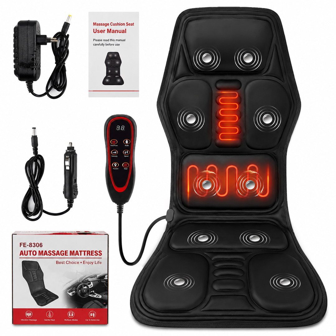 Premium Electric Massage Chair Cushion Heating Vibration Seat Massager Multi Zone Adjustable Intensity Car Home Office Back Relaxation Pad Remote Control