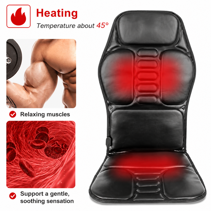Premium Electric Massage Chair Cushion Heating Vibration Seat Massager Multi Zone Adjustable Intensity Car Home Office Back Relaxation Pad Remote Control