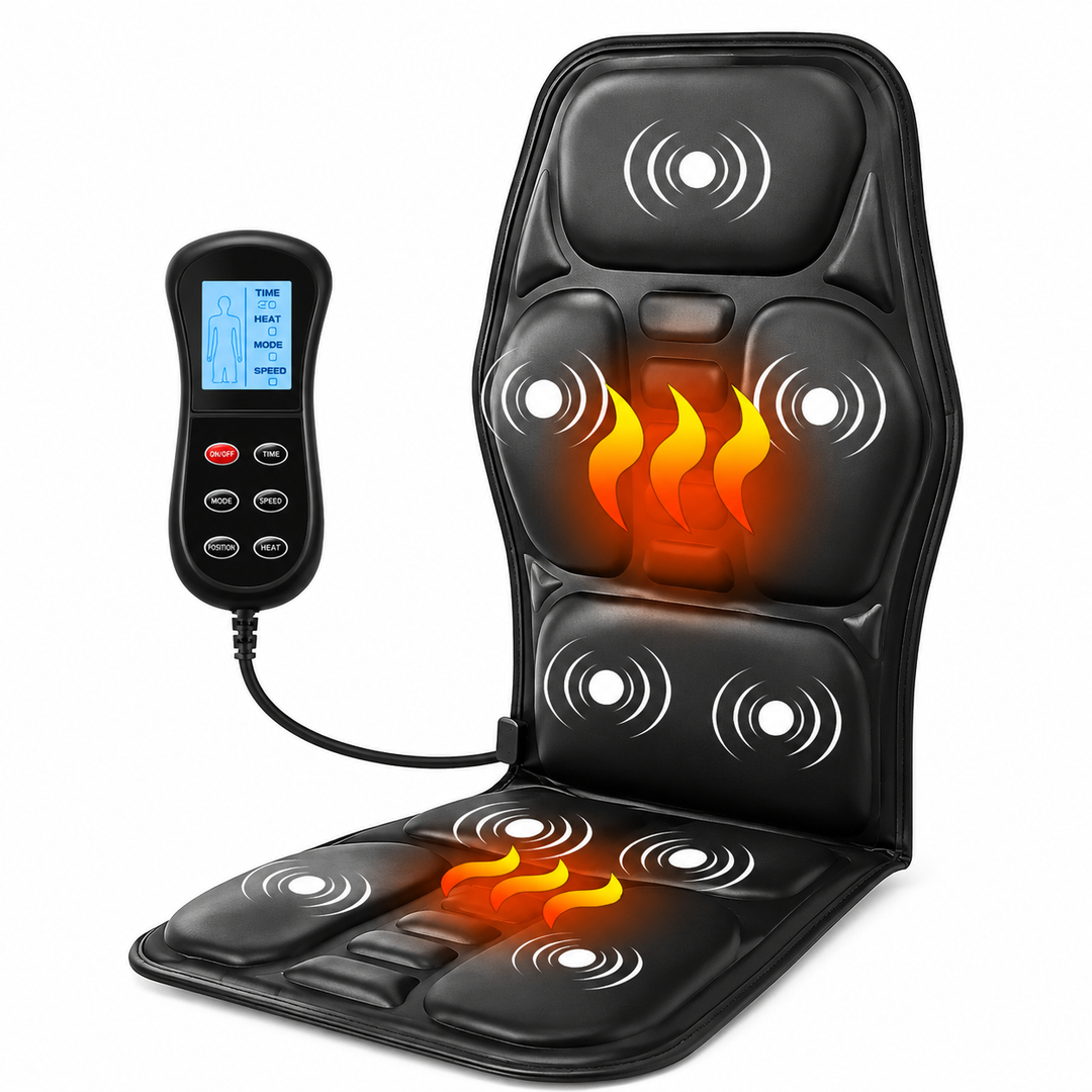 Premium Electric Massage Chair Cushion Heating Vibration Seat Massager Multi Zone Adjustable Intensity Car Home Office Back Relaxation Pad Remote Control