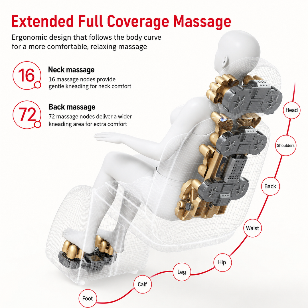 Premium Electric Massage Chair Full Body Recliner Shiatsu Kneading Vibration Heat Adjustable Neck Back Waist Legs Home Office Daily Comfort Seat