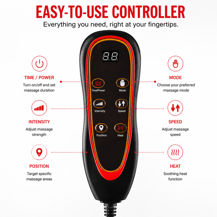 Premium Electric Massage Seat Cushion Heating Vibration Multi-Zone Back Massager 5–9 Zones Adjustable Heat Intensity Car Home Office Chair Pad