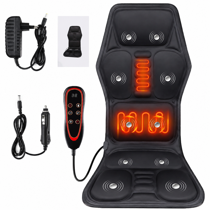 Premium Electric Massage Seat Cushion Heating Vibration Multi-Zone Back Massager 5–9 Zones Adjustable Heat Intensity Car Home Office Chair Pad