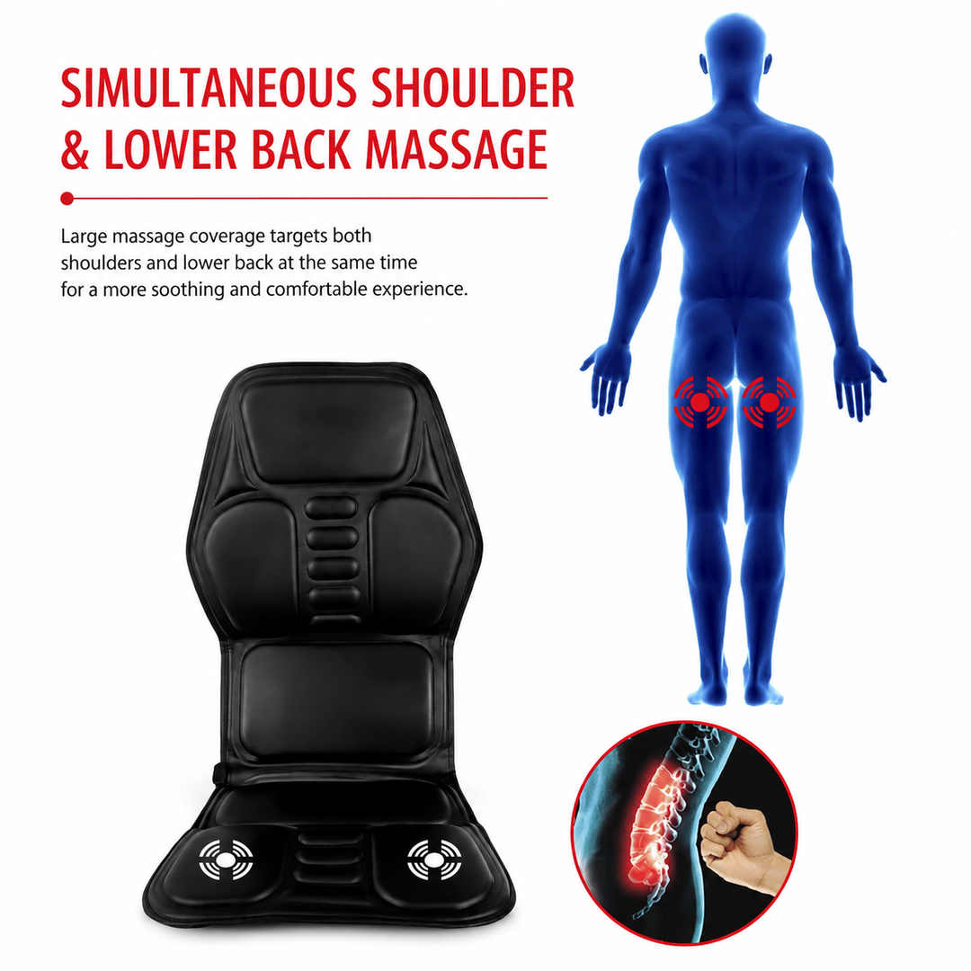 Premium Electric Massage Seat Cushion Heating Vibration Multi-Zone Back Massager 5–9 Zones Adjustable Heat Intensity Car Home Office Chair Pad