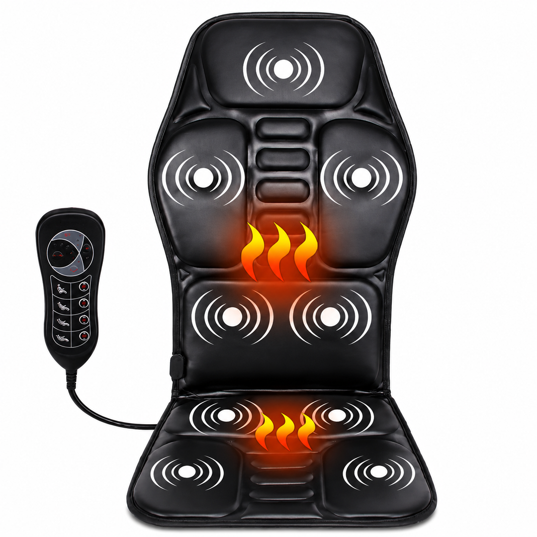 Premium Electric Massage Seat Cushion Heating Vibration Multi-Zone Back Massager 5–9 Zones Adjustable Heat Intensity Car Home Office Chair Pad