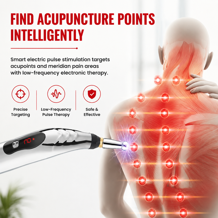 Premium Electric Meridian Massage Pen Pulse Acupressure Tool Multi Tip Massage Device Body Relaxation Point Therapy Portable Handheld Pen