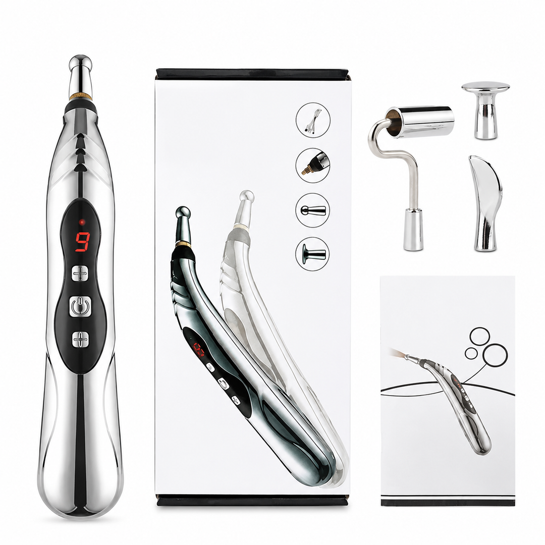 Premium Electric Meridian Massage Pen Pulse Acupressure Tool Multi Tip Massage Device Body Relaxation Point Therapy Portable Handheld Pen