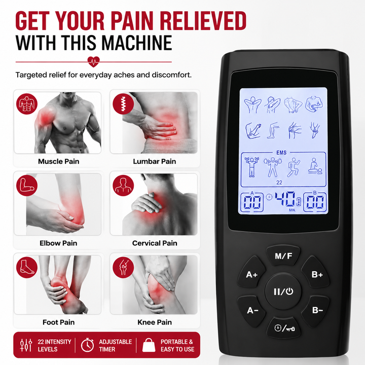 Premium Electric Muscle Massager Adjustable Body Slimming Machine 24 Modes Rechargeable TENS EMS Massage Device Intensity Control Portable Relaxation