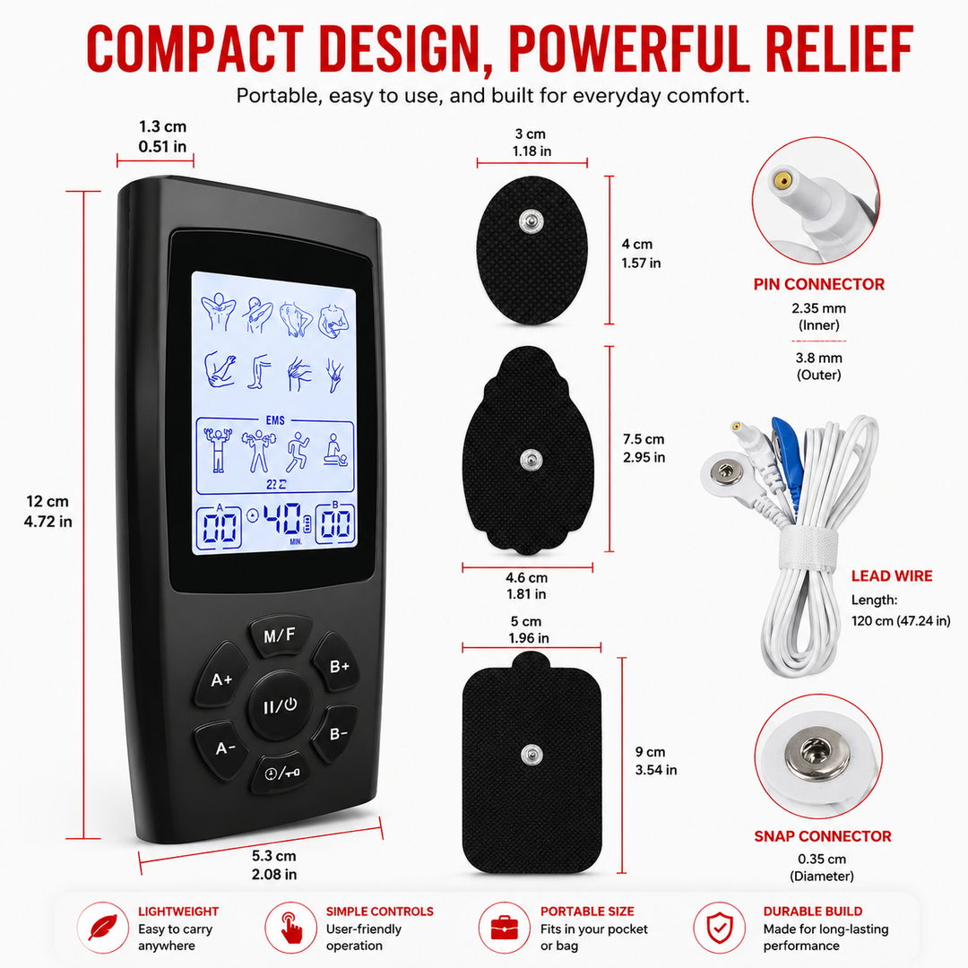 Premium Electric Muscle Massager Adjustable Body Slimming Machine 24 Modes Rechargeable TENS EMS Massage Device Intensity Control Portable Relaxation