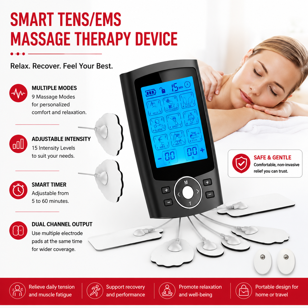 Premium Electric Muscle Massager TENS EMS Device 24 Modes Rechargeable Full Body Massager Adjustable Intensity Portable for Gym Work Daily Use Comfort