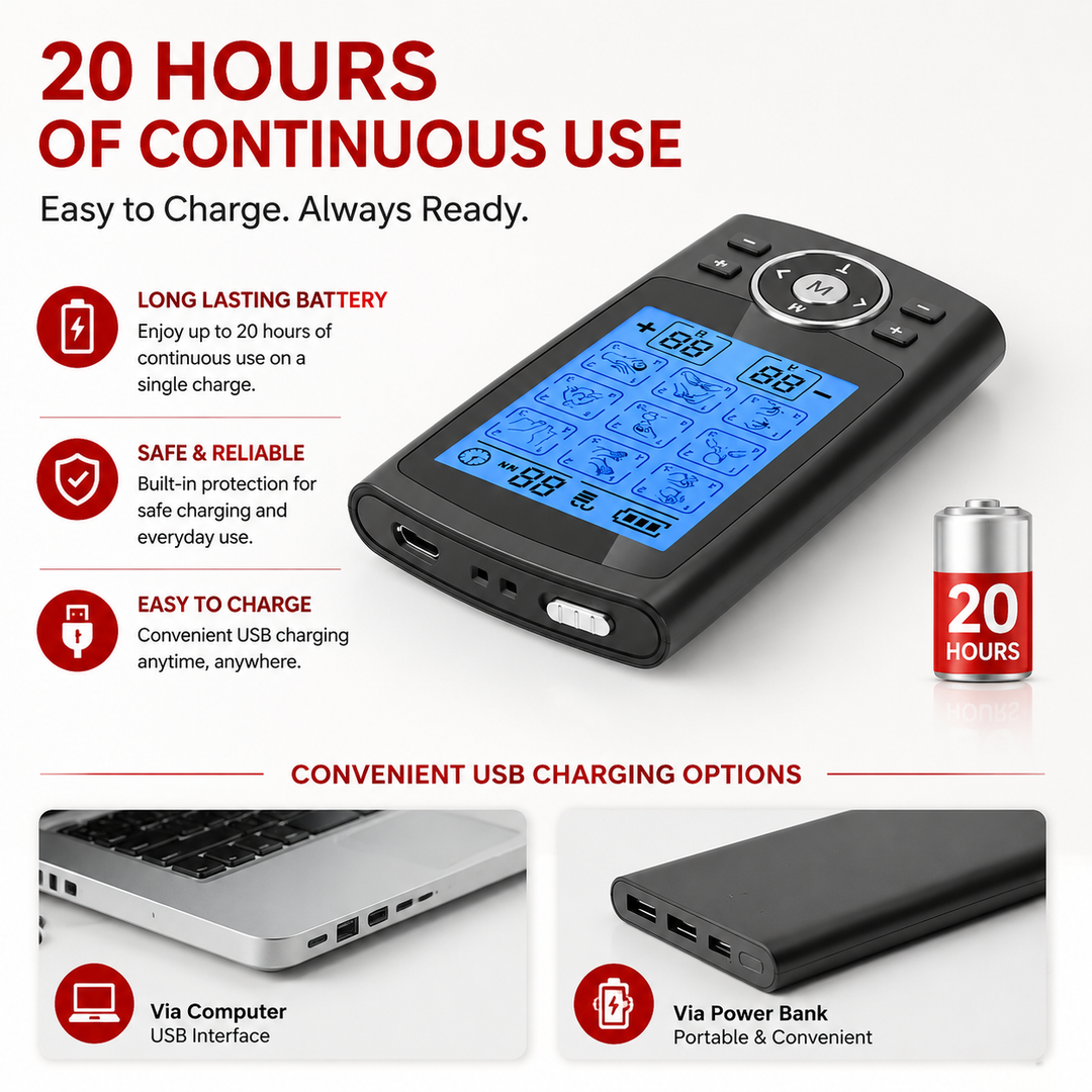 Premium Electric Muscle Massager TENS EMS Device 24 Modes Rechargeable Full Body Massager Adjustable Intensity Portable for Gym Work Daily Use Comfort