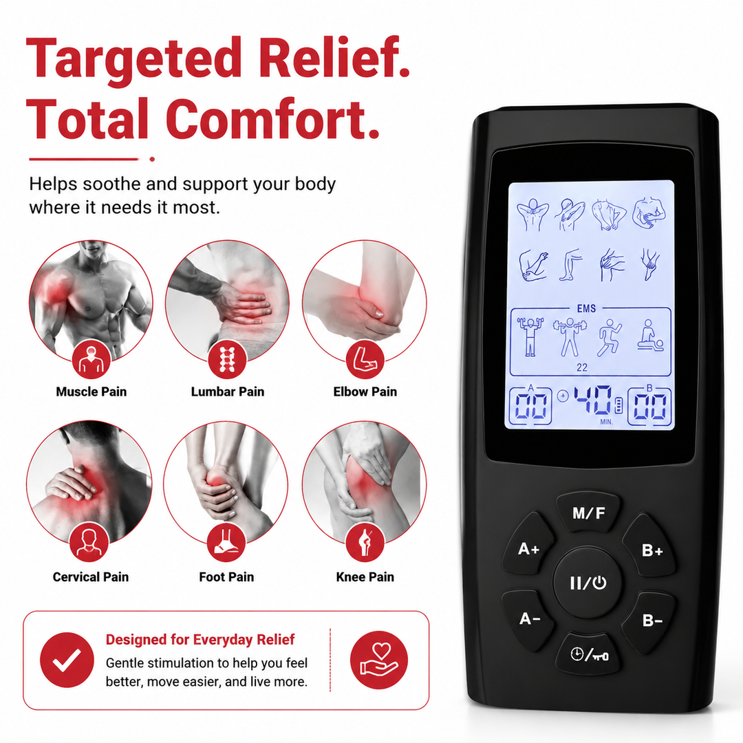 Premium Electric Muscle Massager TENS EMS Device 24 Modes Rechargeable Full Body Massager Adjustable Intensity Portable for Gym Work Daily Use Comfort