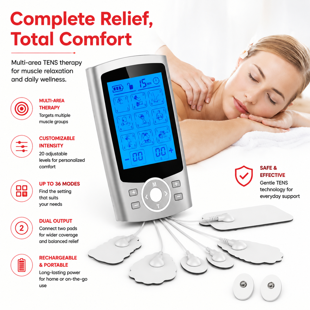 Premium Electric Muscle Massager TENS EMS Device 24 Modes Rechargeable Full Body Massager Adjustable Intensity Portable for Gym Work Daily Use Comfort