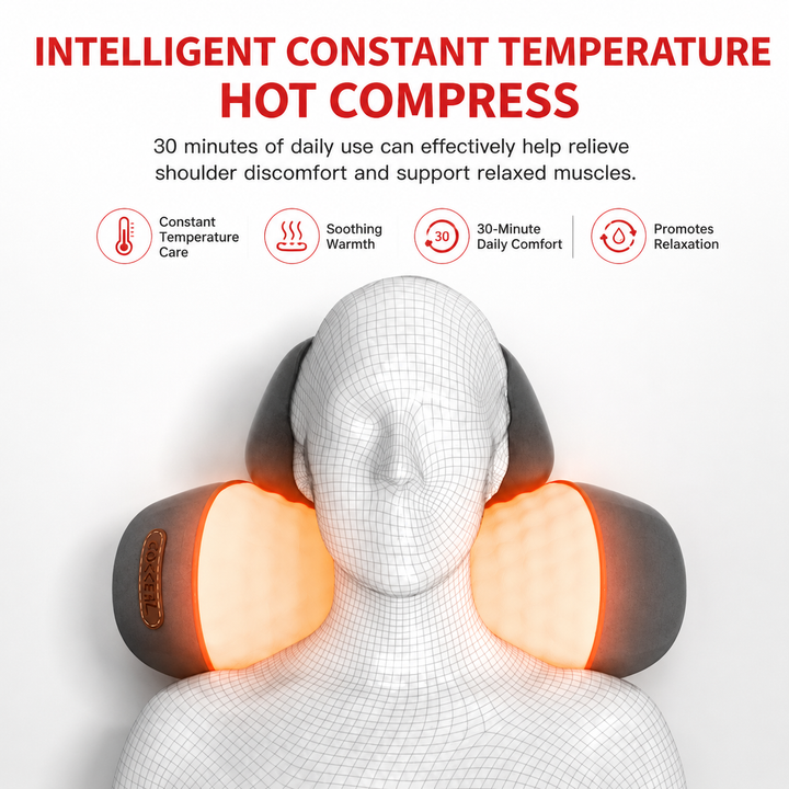 Premium Electric Neck Massager Pillow Heat Vibration Cervical Support Memory Foam Neck Pain Relief USB Rechargeable Relaxation Travel Cushion