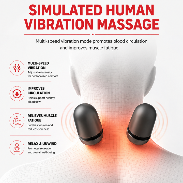 Premium Electric Neck Massager Pillow Heat Vibration Cervical Support Memory Foam Neck Pain Relief USB Rechargeable Relaxation Travel Cushion