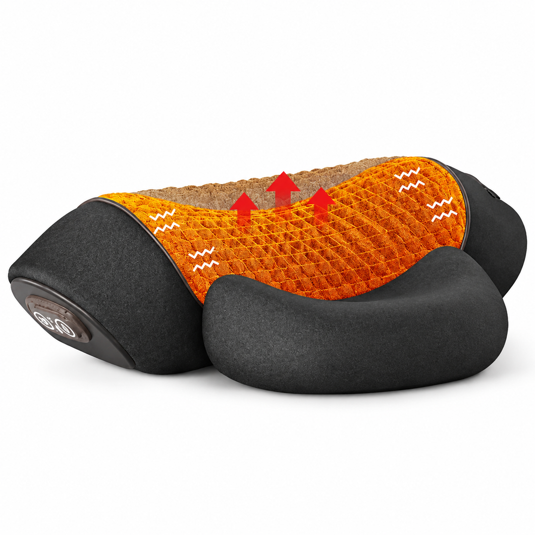 Premium Electric Neck Massager Pillow Heat Vibration Cervical Support Memory Foam Neck Pain Relief USB Rechargeable Relaxation Travel Cushion