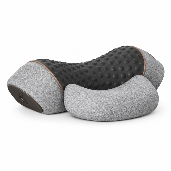 Premium Electric Neck Massager Pillow Heat Vibration Cervical Support Memory Foam Neck Pain Relief USB Rechargeable Relaxation Travel Cushion