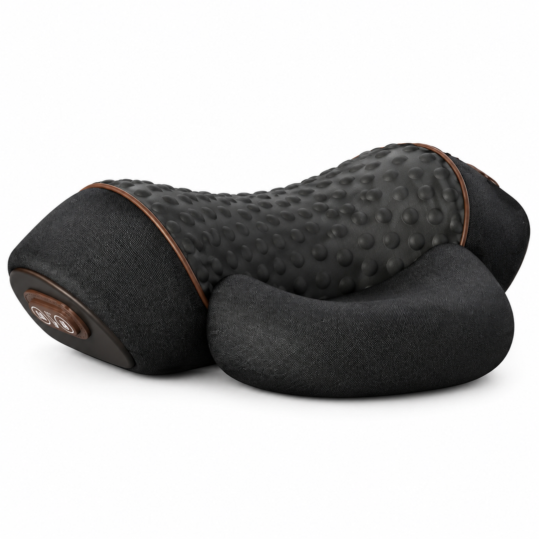 Premium Electric Neck Massager Pillow Heat Vibration Cervical Support Memory Foam Neck Pain Relief USB Rechargeable Relaxation Travel Cushion