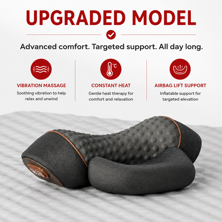 Premium Electric Neck Massager Pillow Heated Vibration Neck Support Cushion Memory Foam USB Rechargeable Neck Pillow Sleep Travel Daily Use Comfort
