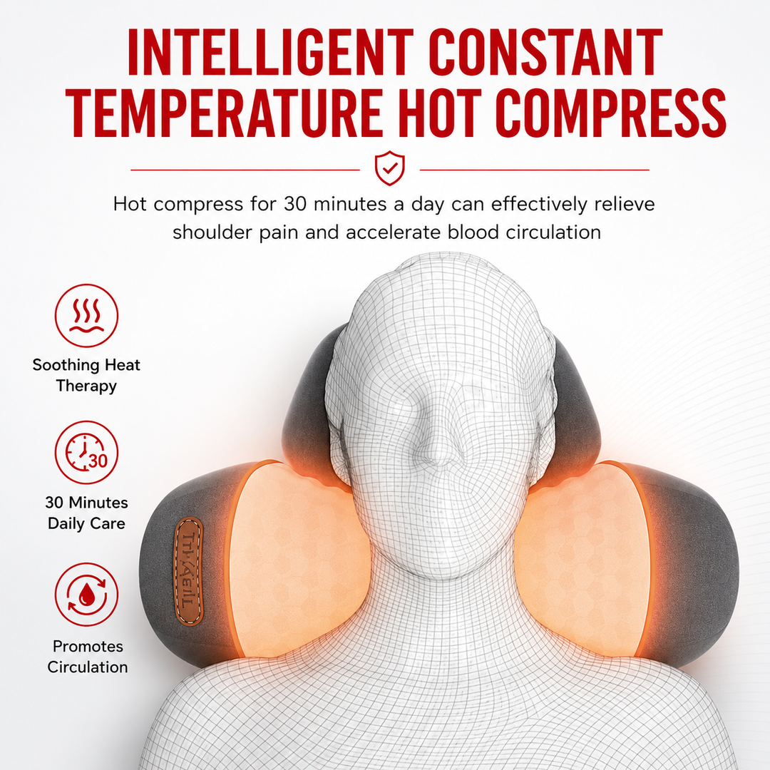 Premium Electric Neck Massager Pillow Heated Vibration Neck Support Cushion Memory Foam USB Rechargeable Neck Pillow Sleep Travel Daily Use Comfort