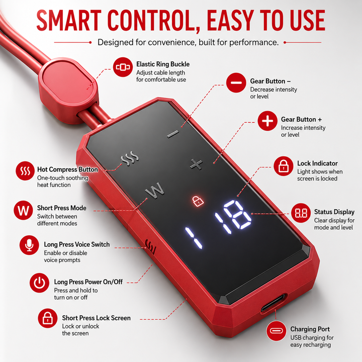 Premium Electric Neck Massager TENS EMS Pulse Device Heat Therapy 6 Modes 19 Levels Rechargeable Portable Neck Support for Home Work Travel Daily Use
