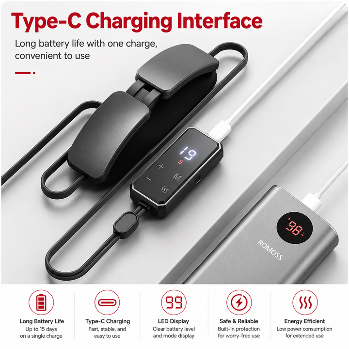 Premium Electric Neck Massager TENS EMS Pulse Device Heat Therapy 6 Modes 19 Levels Rechargeable Portable Neck Support for Home Work Travel Daily Use