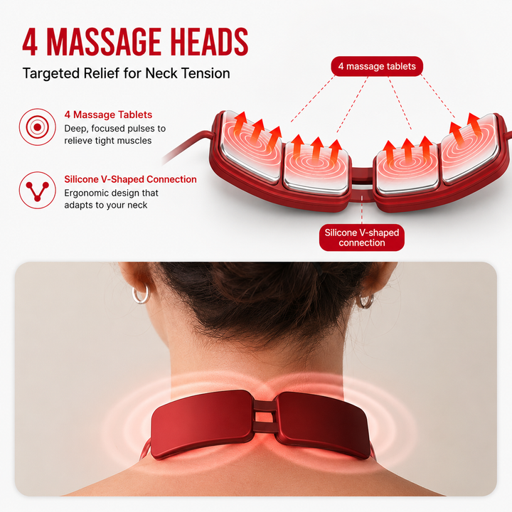 Premium Electric Neck Massager TENS EMS Pulse Device Heat Therapy 6 Modes 19 Levels Rechargeable Portable Neck Support for Home Work Travel Daily Use