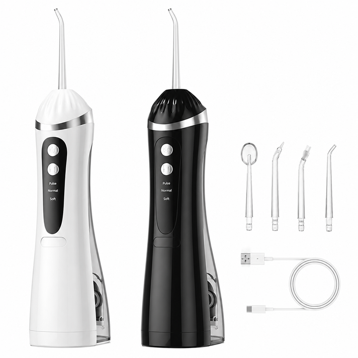 Premium Electric Oral Irrigator USB Rechargeable Water Flosser Waterproof Dental Cleaner 3 Modes 4 Nozzles Portable Teeth Gum Cleaning Device