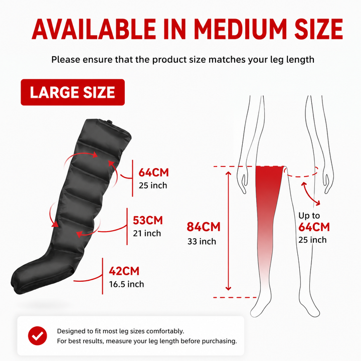 Premium Electric Pneumatic Leg Massager Air Compression Thigh Calf Foot Massager with Remote Control Multi Mode Air Compression Home Relaxation Device