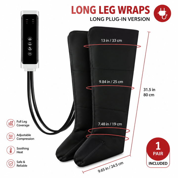 Premium Electric Pneumatic Leg Massager Air Compression Thigh Calf Foot Massager with Remote Control Multi Mode Air Compression Home Relaxation Device