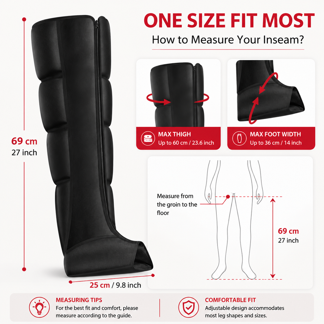 Premium Electric Pneumatic Leg Massager Air Compression Thigh Calf Foot Massager with Remote Control Multi Mode Air Compression Home Relaxation Device