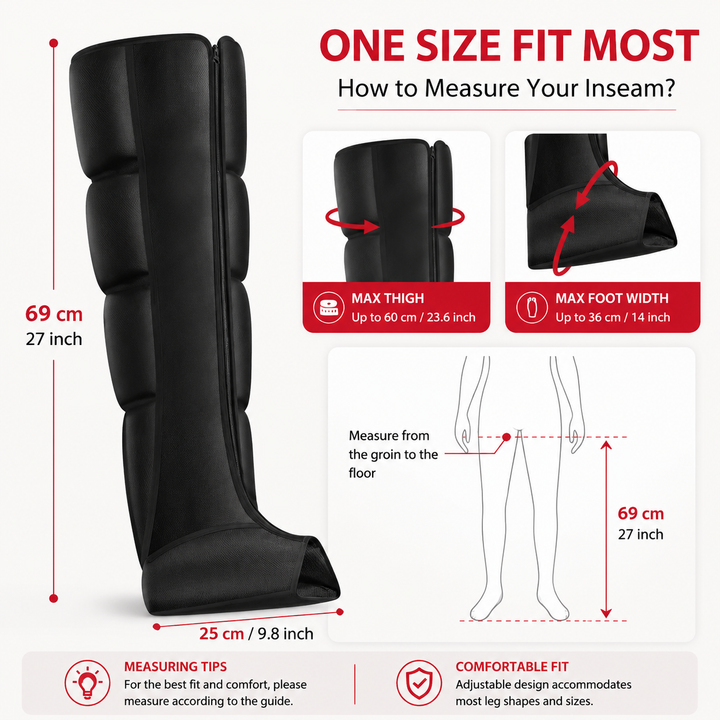 Premium Electric Pneumatic Leg Massager Air Compression Thigh Calf Foot Massager with Remote Control Multi Mode Air Compression Home Relaxation Device