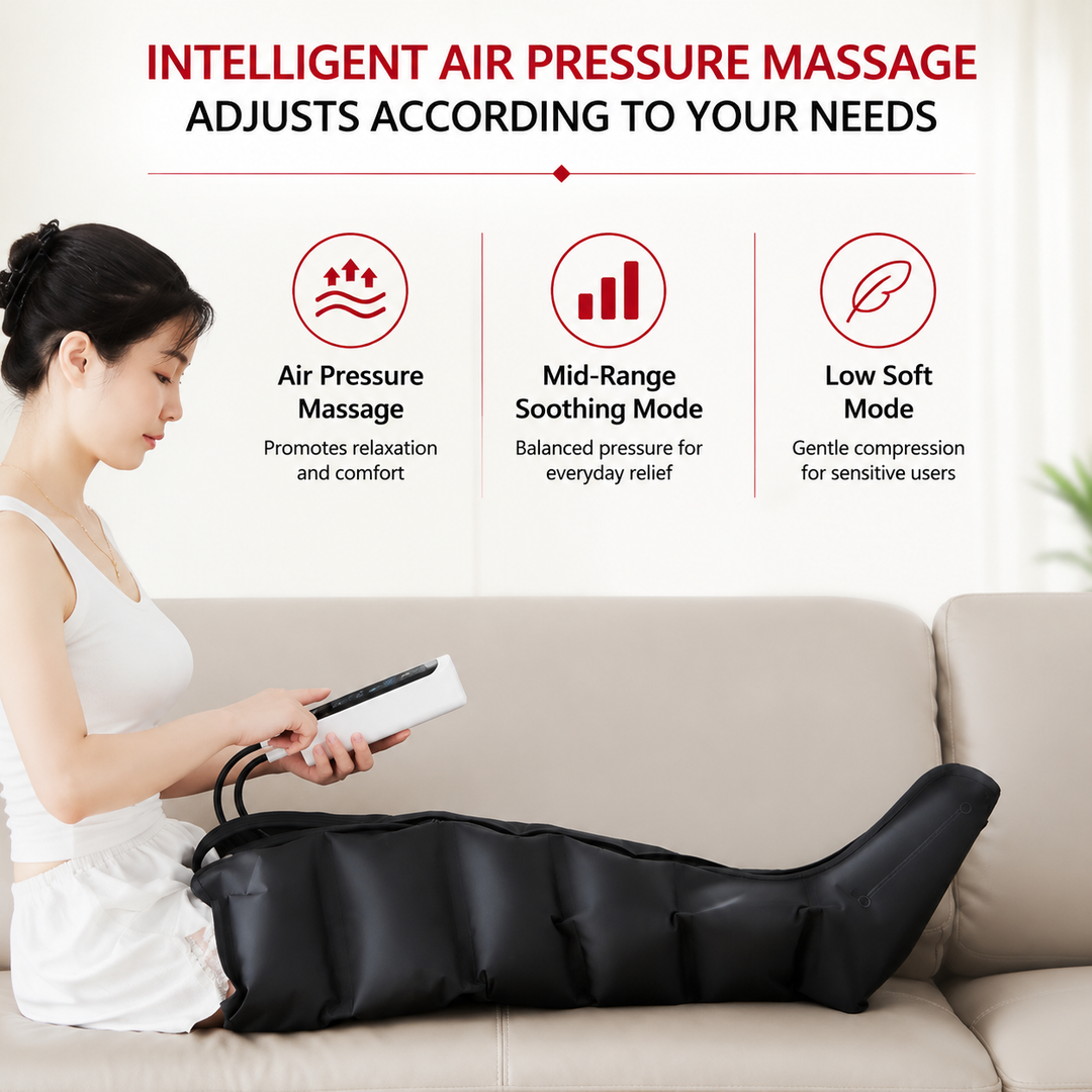 Premium Electric Pneumatic Leg Massager Air Compression Thigh Calf Foot Massager with Remote Control Multi Mode Air Compression Home Relaxation Device