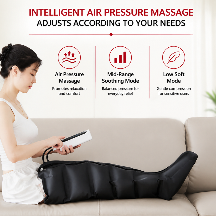 Premium Electric Pneumatic Leg Massager Air Compression Thigh Calf Foot Massager with Remote Control Multi Mode Air Compression Home Relaxation Device