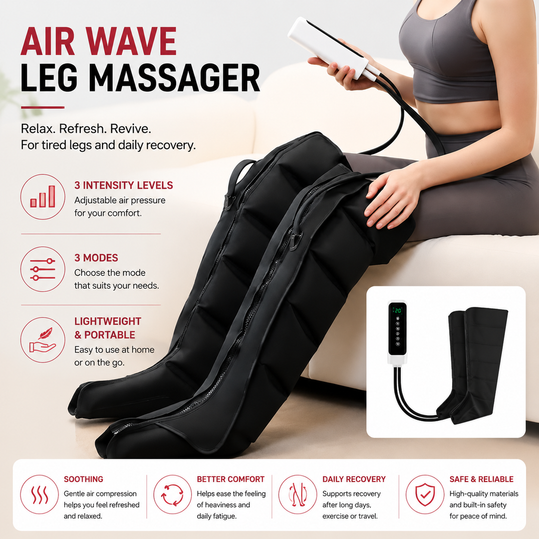 Premium Electric Pneumatic Leg Massager Air Compression Thigh Calf Foot Massager with Remote Control Multi Mode Air Compression Home Relaxation Device