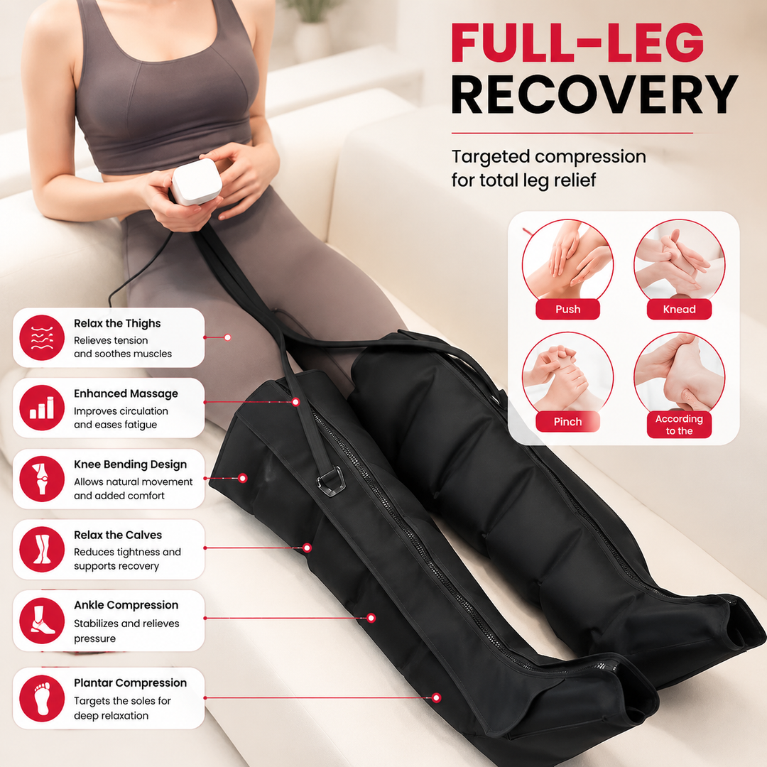 Premium Electric Pneumatic Leg Massager Air Compression Thigh Calf Foot Massager with Remote Control Multi Mode Air Compression Home Relaxation Device