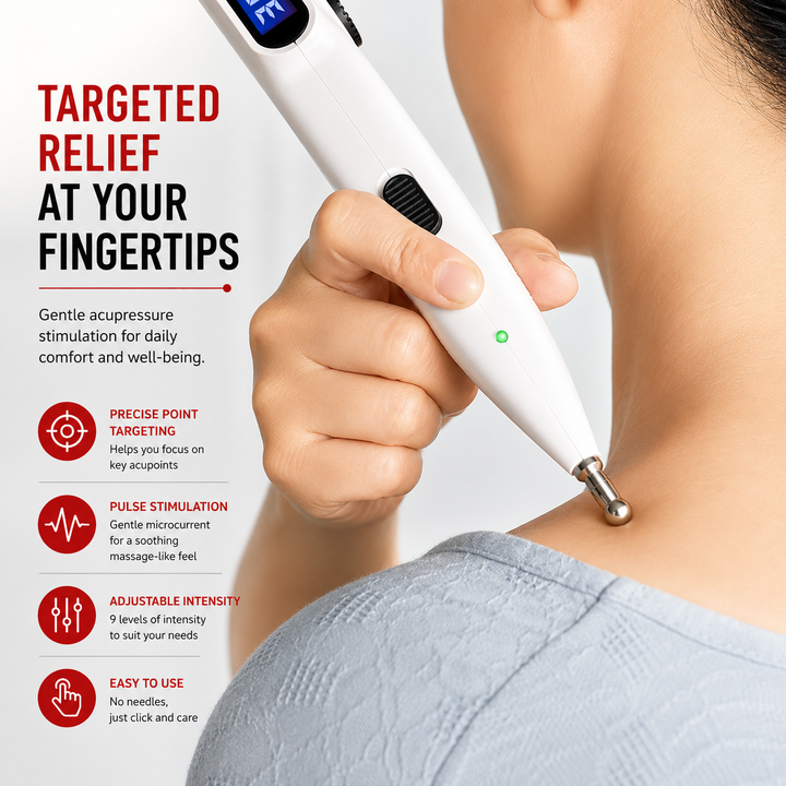 Premium Electronic Acupuncture Pen Needle-Free Meridian Therapy Device Pain Relief Stress Relief Pen Auto Acupoint Detection 9 Intensity USB Rechargeable