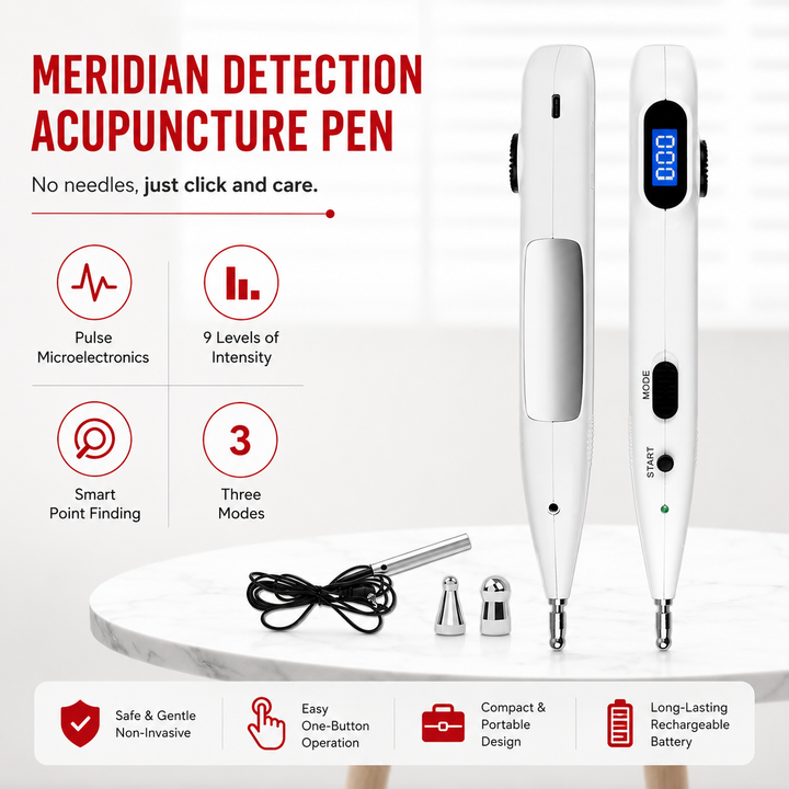 Premium Electronic Acupuncture Pen Needle-Free Meridian Therapy Device Pain Relief Stress Relief Pen Auto Acupoint Detection 9 Intensity USB Rechargeable