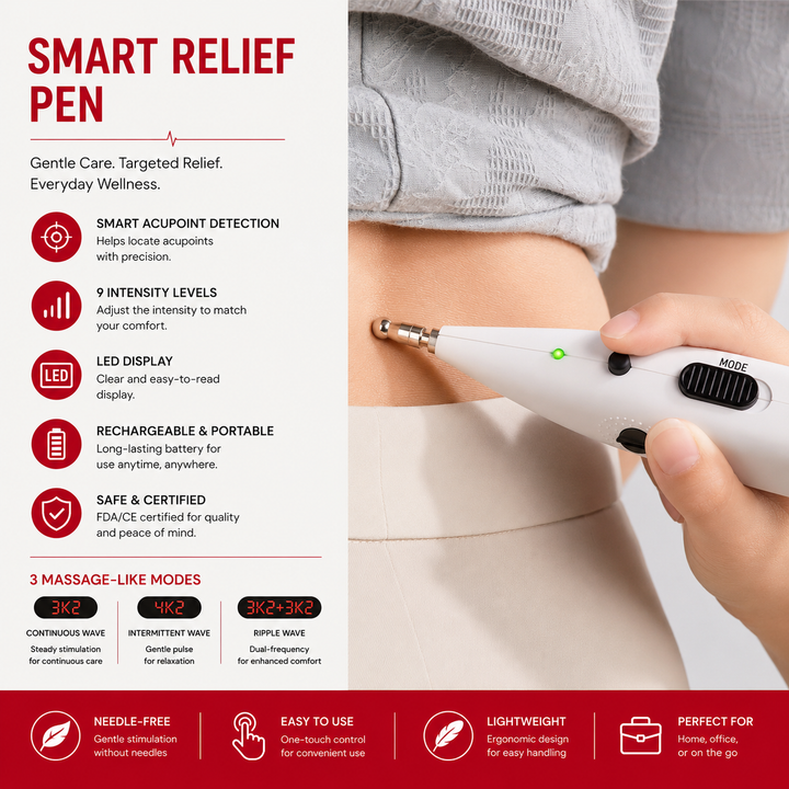 Premium Electronic Acupuncture Pen Needle-Free Meridian Therapy Device Pain Relief Stress Relief Pen Auto Acupoint Detection 9 Intensity USB Rechargeable